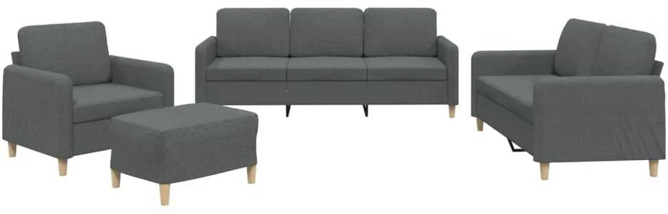 Sofa Sofos komplektas su pagalvėlėmis, 4 dalių, pilkas, audinys