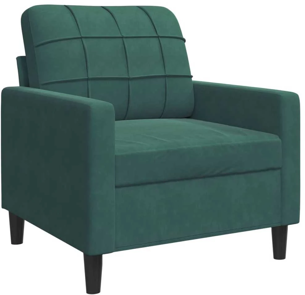 Sofa Sofos komplektas su pagalvėlėmis, 4 dalių, žalias, aksomas