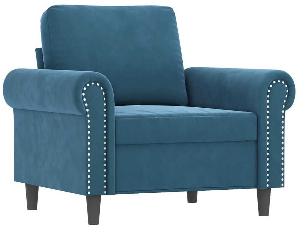 Sofa Sofos komplektas su pagalvėlėmis, 4 dalių, mėlynas, aksomas