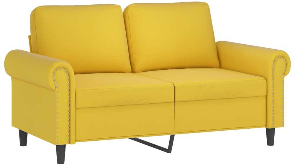 Sofa Sofos komplektas su pagalvėlėmis, 4 dalių, geltonas, aksomas