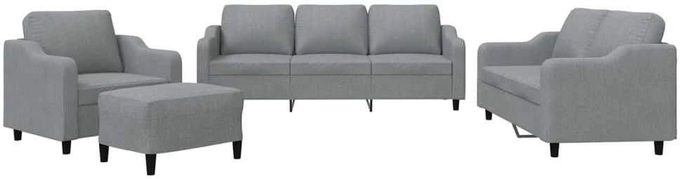 Sofa Sofos komplektas su pagalvėlėmis, 4 dalių, pilkas, audinys