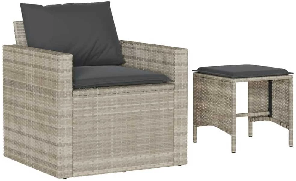 Lauko baldų komplektas Sofos komplektas su pagalvėlėmis, 4 dalių, pilkas, poliratanas