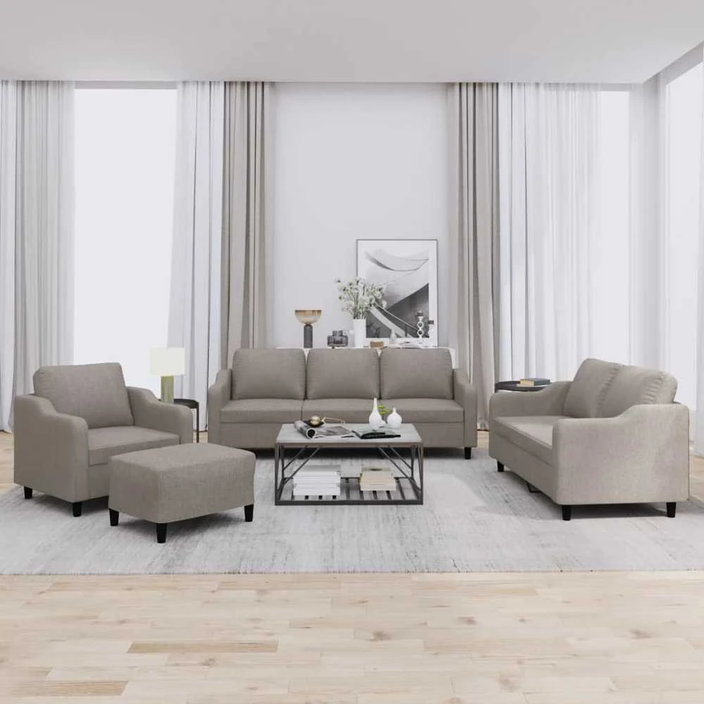 Sofa Sofos komplektas su pagalvėlėmis, 4 dalių, taupe, audinys