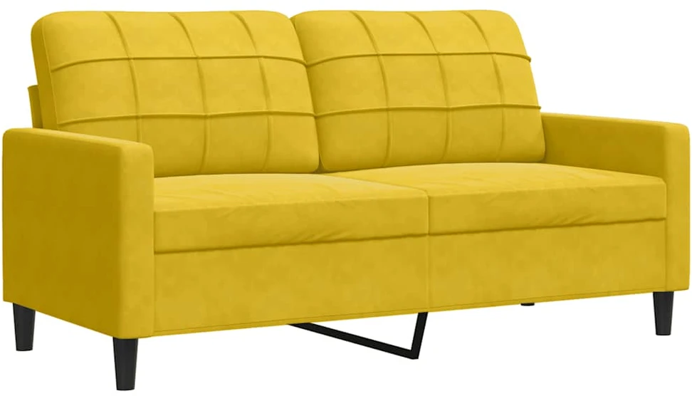 Sofa Sofos komplektas su pagalvėlėmis, 4 dalių, geltonas, aksomas