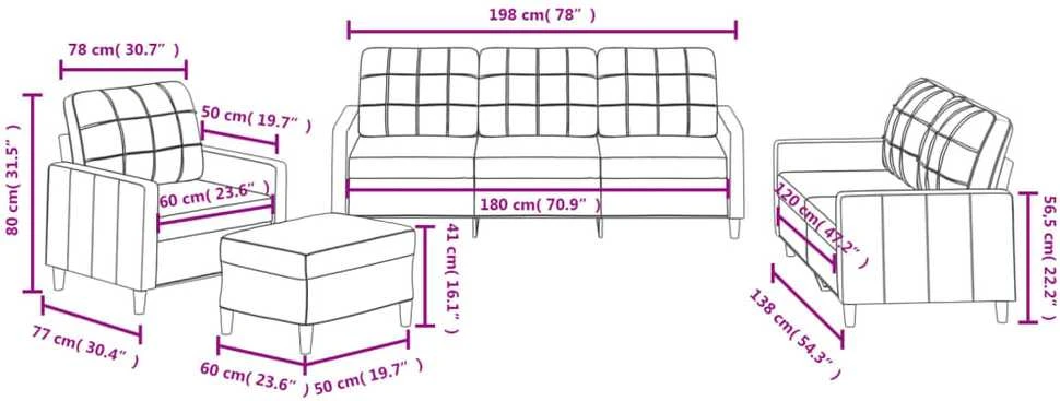 Sofa Sofos komplektas su pagalvėlėmis, 4 dalių, juodas, audinys