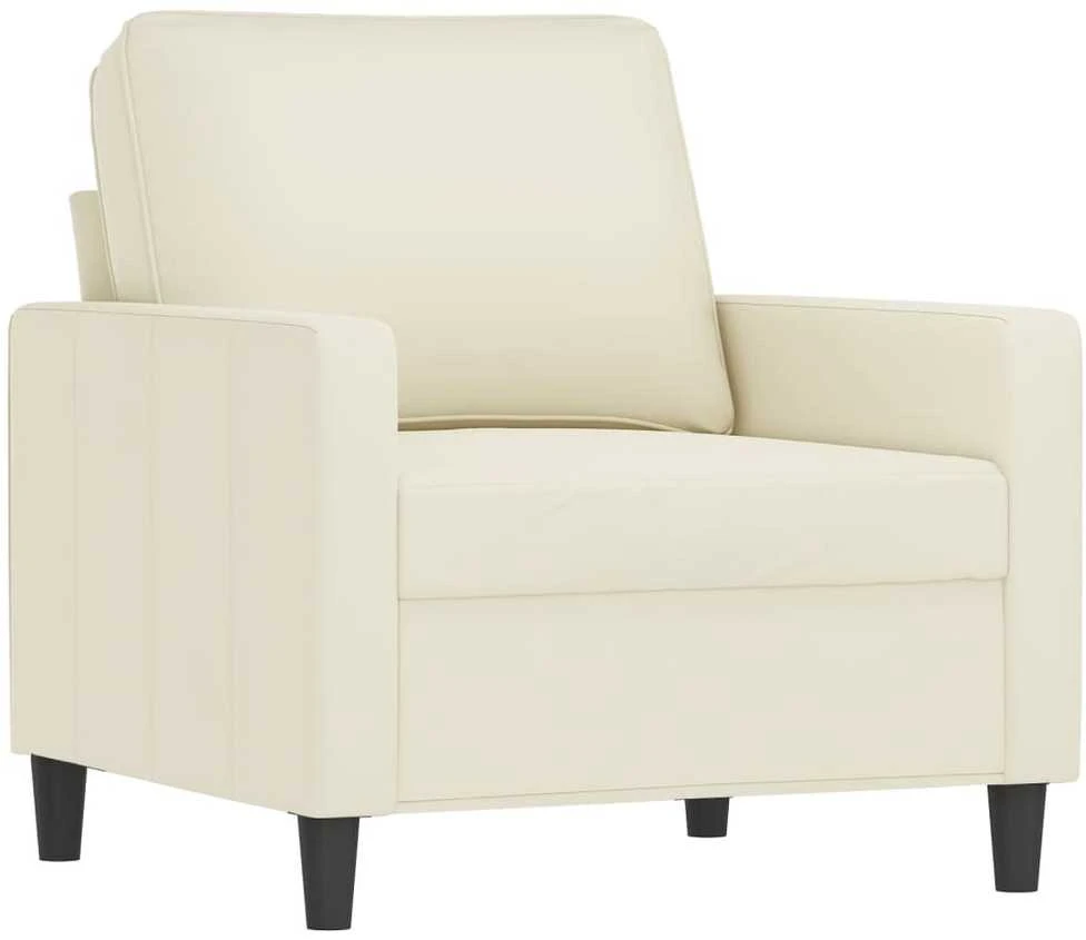 Sofa Sofos komplektas su pagalvėlėmis, 4 dalių, kreminis, aksomas
