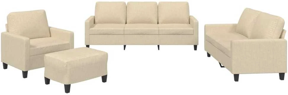 Sofa Sofos komplektas su pagalvėlėmis, 4 dalių, kreminis, audinys