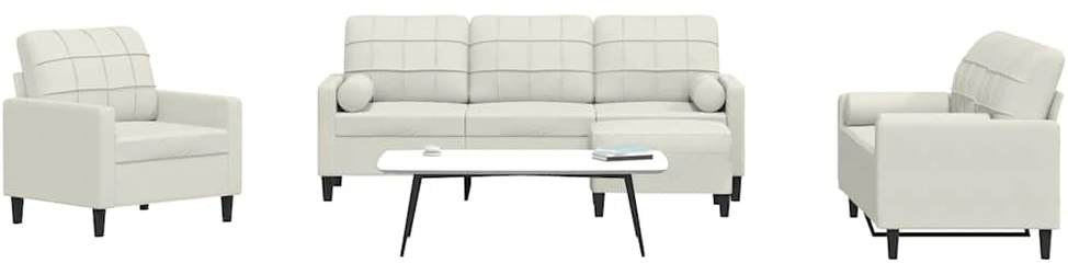 Sofa Sofos komplektas su pagalvėlėmis, 4 dalių, kreminis, aksomas