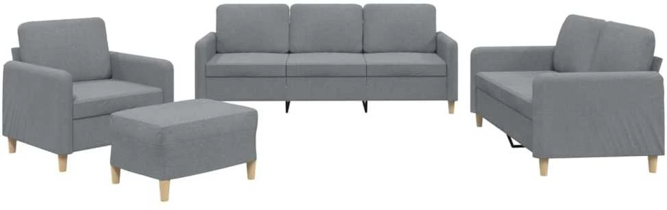 Sofa Sofos komplektas su pagalvėlėmis, 4 dalių, pilkas, audinys