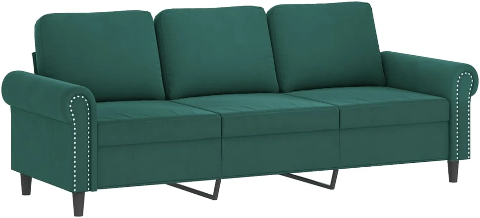 Sofa Sofos komplektas su pagalvėlėmis, 4 dalių, žalias, aksomas