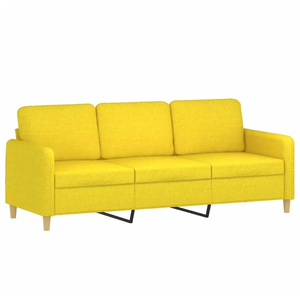 Sofa Sofos komplektas su pagalvėlėmis, 4 dalių, geltonas, audinys