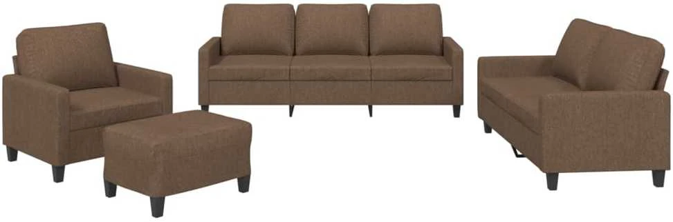 Sofa Sofos komplektas su pagalvėlėmis, 4 dalių, rudas, audinys