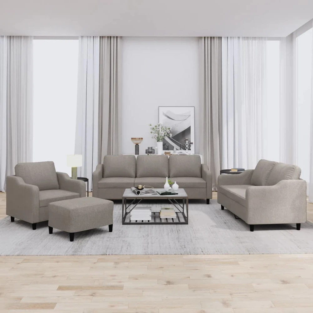 Sofa Sofos komplektas su pagalvėlėmis, 4 dalių, taupe, audinys