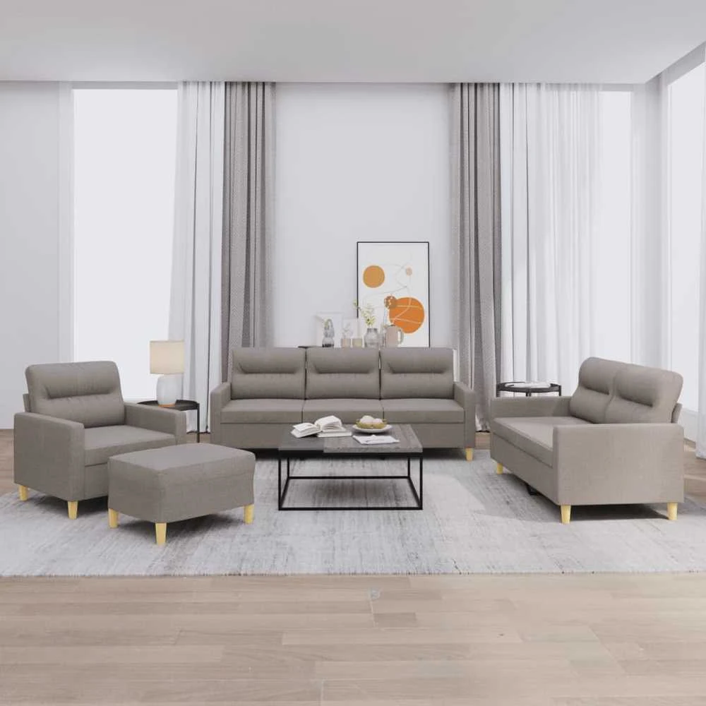 Sofa Sofos komplektas su pagalvėlėmis, 4 dalių, taupe, audinys