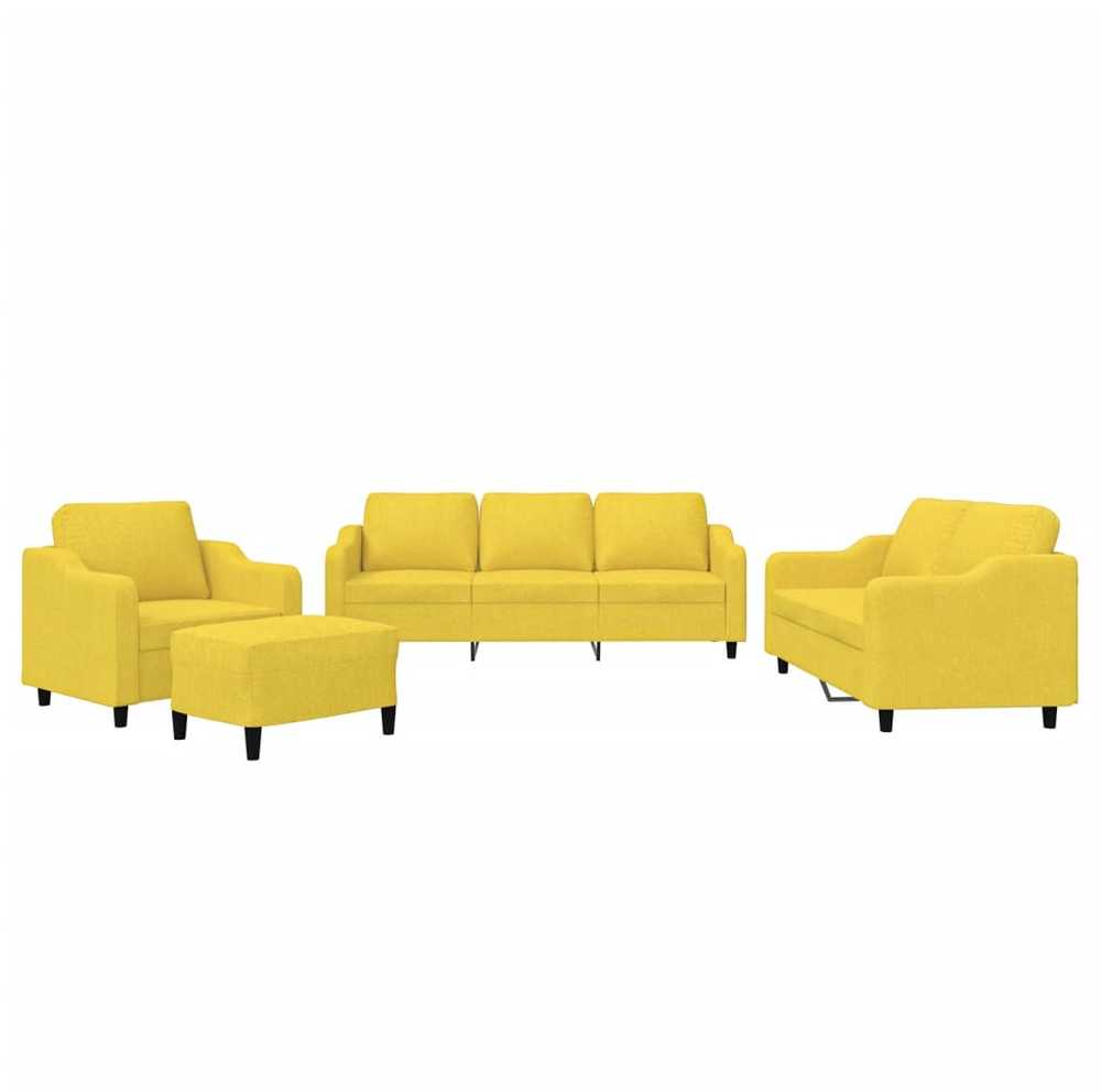 Sofa Sofos komplektas su pagalvėlėmis, 4 dalių, geltonas, audinys