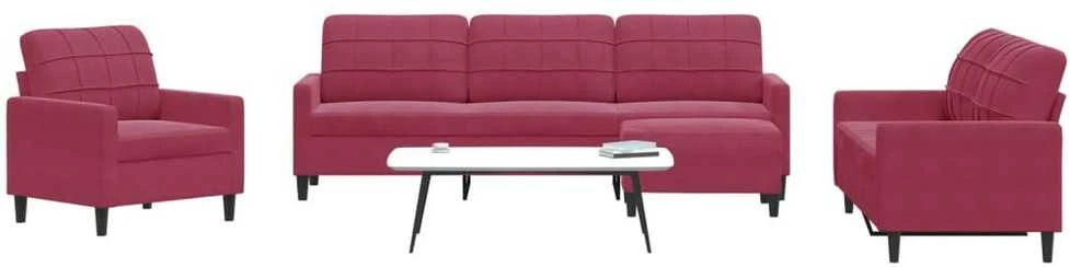Sofa Sofos komplektas su pagalvėlėmis, 4 dalių, vyno, aksomas