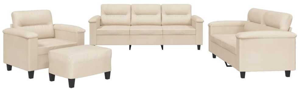 Sofa Sofos komplektas su pagalvėlėmis, 4 dalių, smėlio, audinys
