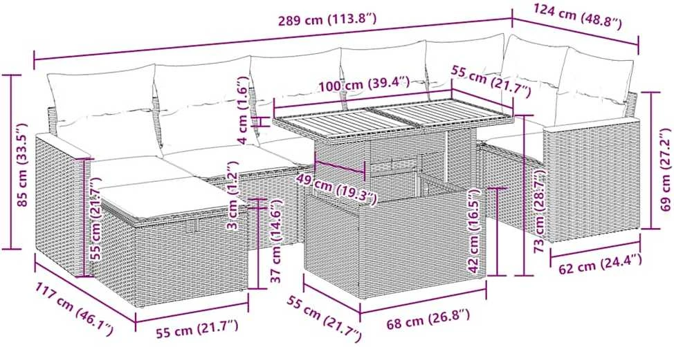 Lauko baldų komplektas Sofos komplektas su pagalvėlėmis, 5 dalių, pilkas, poliratanas