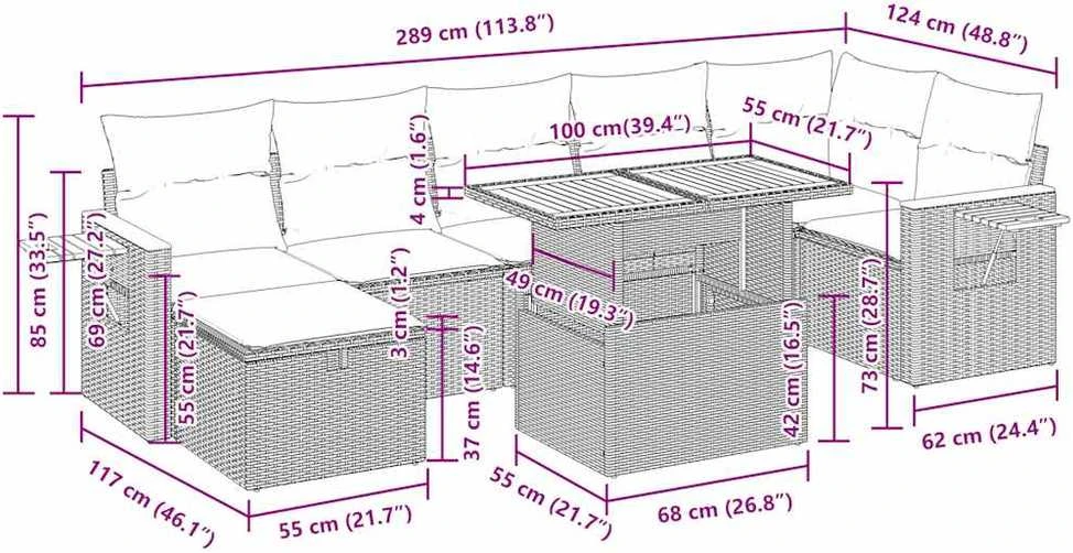 Lauko baldų komplektas Sofos komplektas su pagalvėlėmis, 5 dalių, smėlio, poliratanas