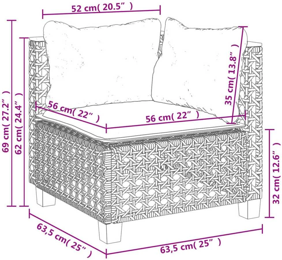 Lauko baldų komplektas Sofos komplektas su pagalvėlėmis, 5 dalių, pilkas, poliratanas