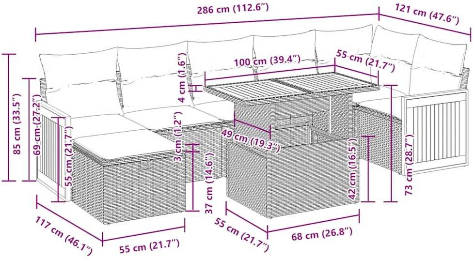 Lauko baldų komplektas Sofos komplektas su pagalvėlėmis, 5 dalių, smėlio, poliratanas