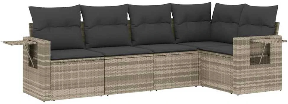 Sofa Sofos komplektas su pagalvėlėmis, 5 dalių, pilkas, poliratanas