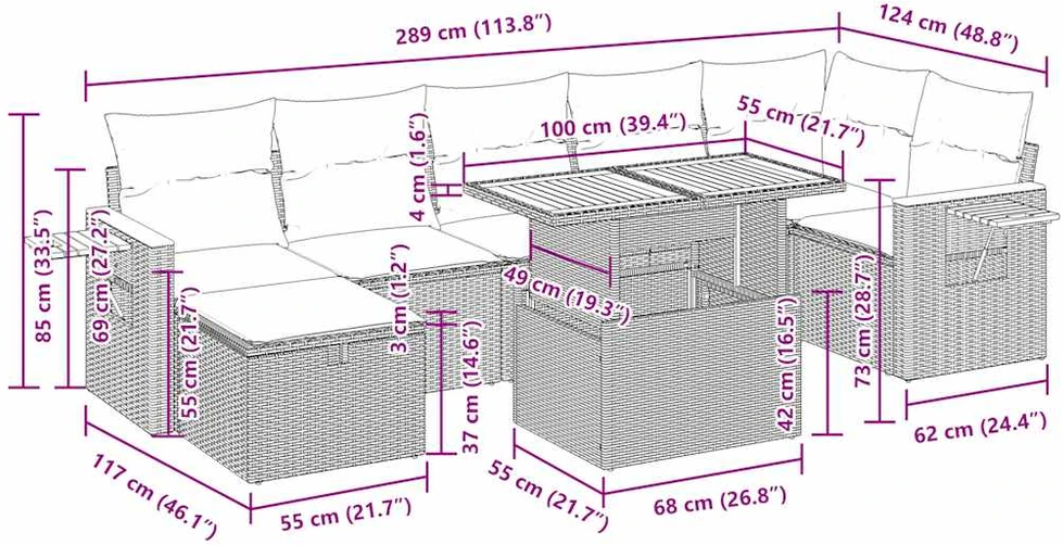 Lauko baldų komplektas Sofos komplektas su pagalvėlėmis, 5 dalių, pilkas, poliratanas