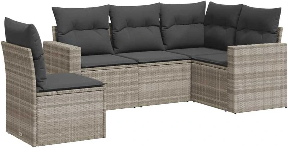 Sofa Sofos komplektas su pagalvėlėmis, 5 dalių, pilkas, poliratanas
