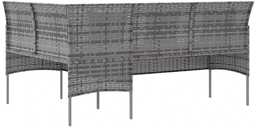 Lauko baldų komplektas Sofos komplektas su pagalvėlėmis, 5 dalių, pilkas, poliratanas