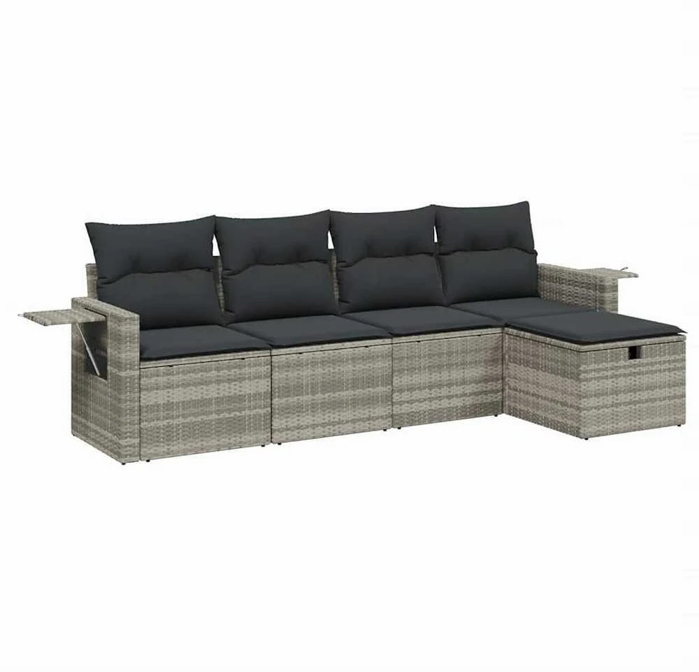 Sofa Sofos komplektas su pagalvėlėmis, 5 dalių, pilkas, poliratanas