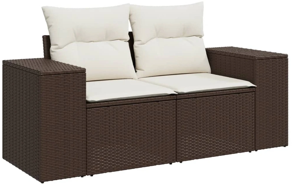 Sofos komplektas su pagalvėlėmis, 5 dalių, rudas, poliratanas