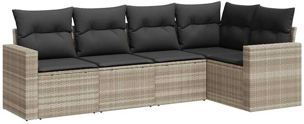 Sofa Sofos komplektas su pagalvėlėmis, 5 dalių, pilkas, poliratanas