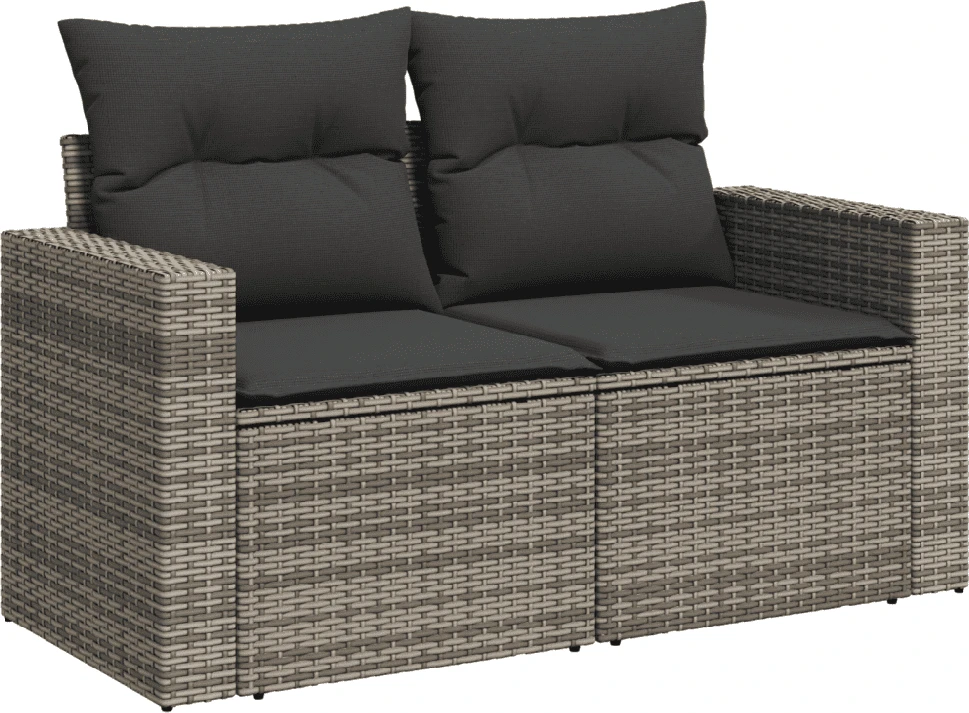 Sofa Sofos komplektas su pagalvėlėmis, 6 dalių, pilkas, poliratanas