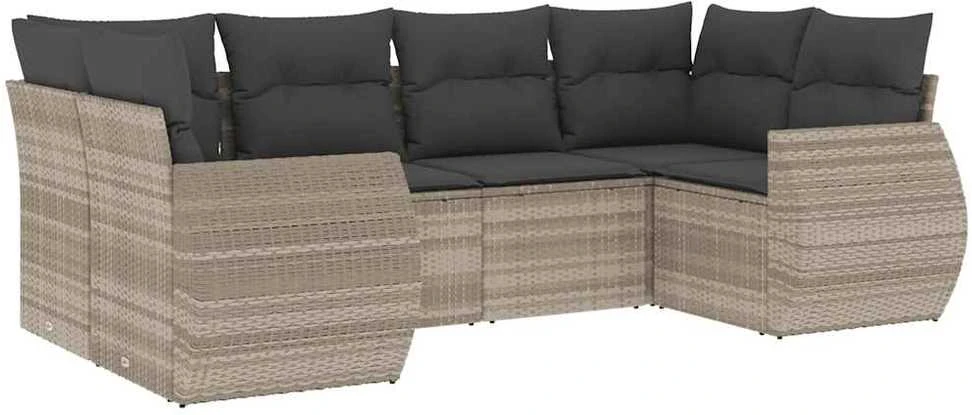 Sofa Sofos komplektas su pagalvėlėmis, 6 dalių, pilkas, poliratanas