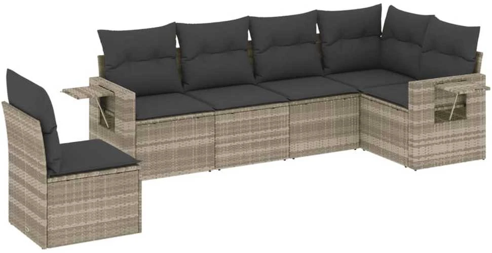 Sofa Sofos komplektas su pagalvėlėmis, 6 dalių, pilkas, poliratanas