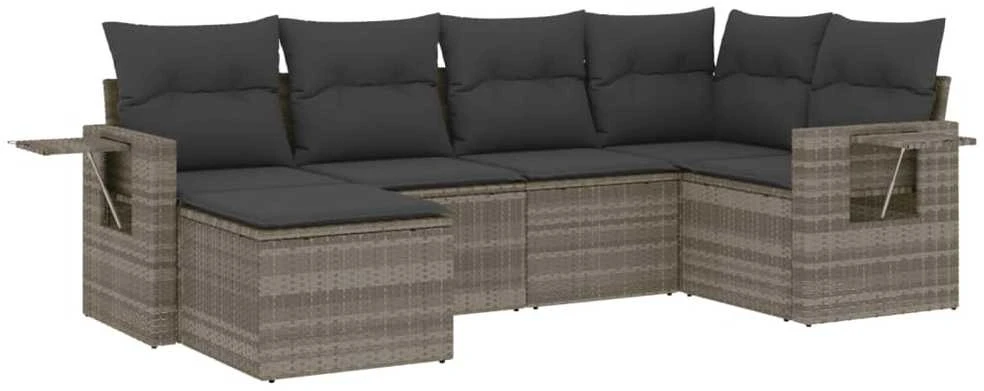 Sofa Sofos komplektas su pagalvėlėmis, 6 dalių, pilkas, poliratanas