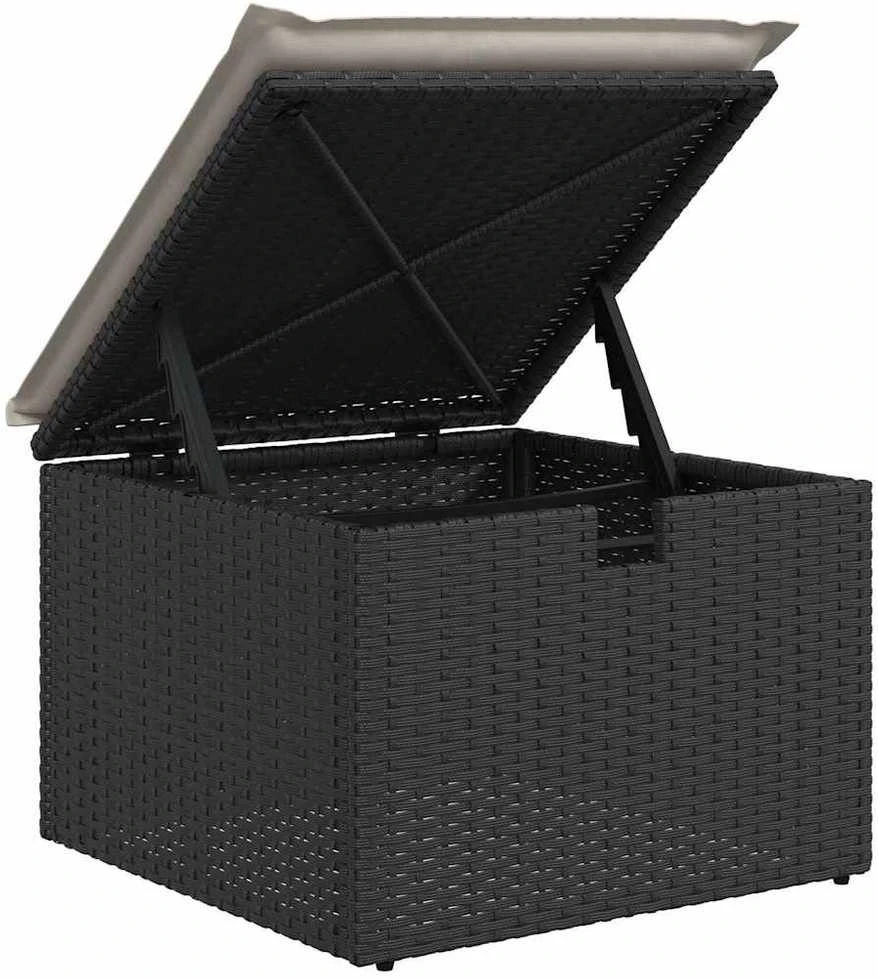 Lauko baldų komplektas Sofos komplektas su pagalvėlėmis, 6 dalių, juodas, poliratanas