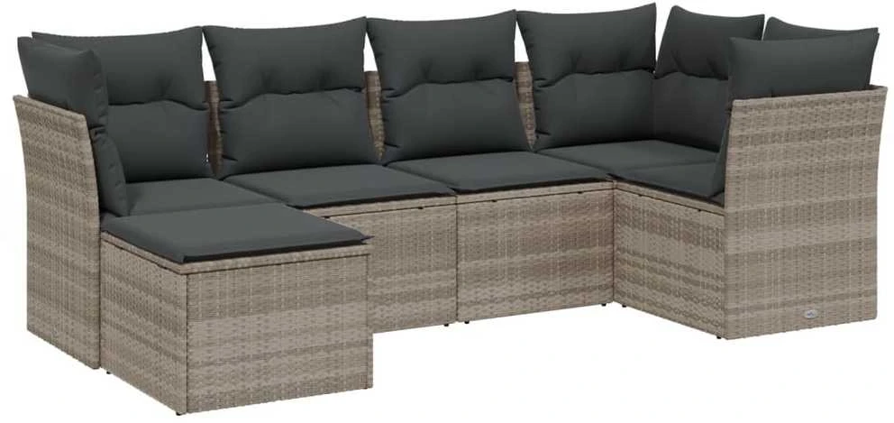 Sofa Sofos komplektas su pagalvėlėmis, 6 dalių, pilkas, poliratanas