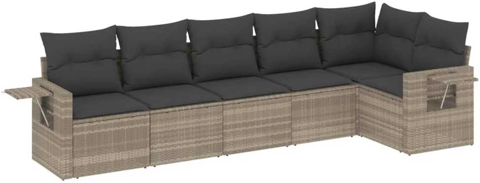 Sofa Sofos komplektas su pagalvėlėmis, 6 dalių, pilkas, poliratanas