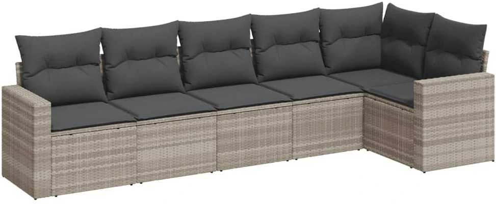 Sofa Sofos komplektas su pagalvėlėmis, 6 dalių, pilkas, poliratanas