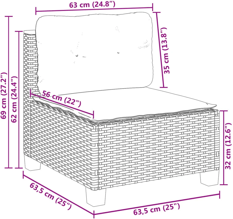 Lauko baldų komplektas Sofos komplektas su pagalvėlėmis, 7 dalių, juodas, poliratanas