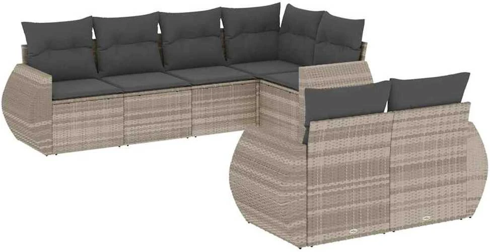 Sofa Sofos komplektas su pagalvėlėmis, 7 dalių, pilkas, poliratanas