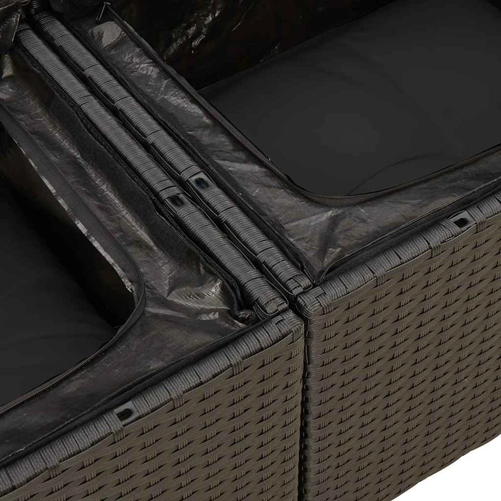 Sofa Sofos komplektas su pagalvėlėmis, 7 dalių, juodas, poliratanas