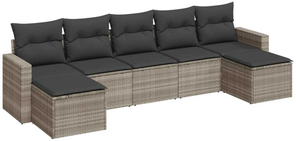 Sofa Sofos komplektas su pagalvėlėmis, 7 dalių, pilkas, poliratanas