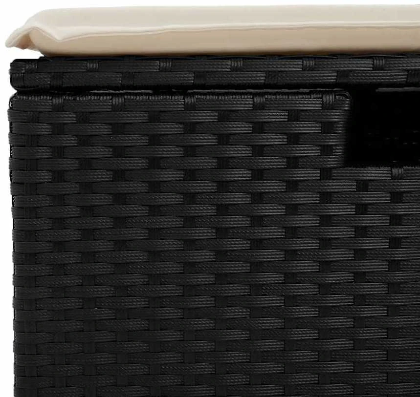Lauko baldų komplektas Sofos komplektas su pagalvėlėmis, 7 dalių, juodas, poliratanas