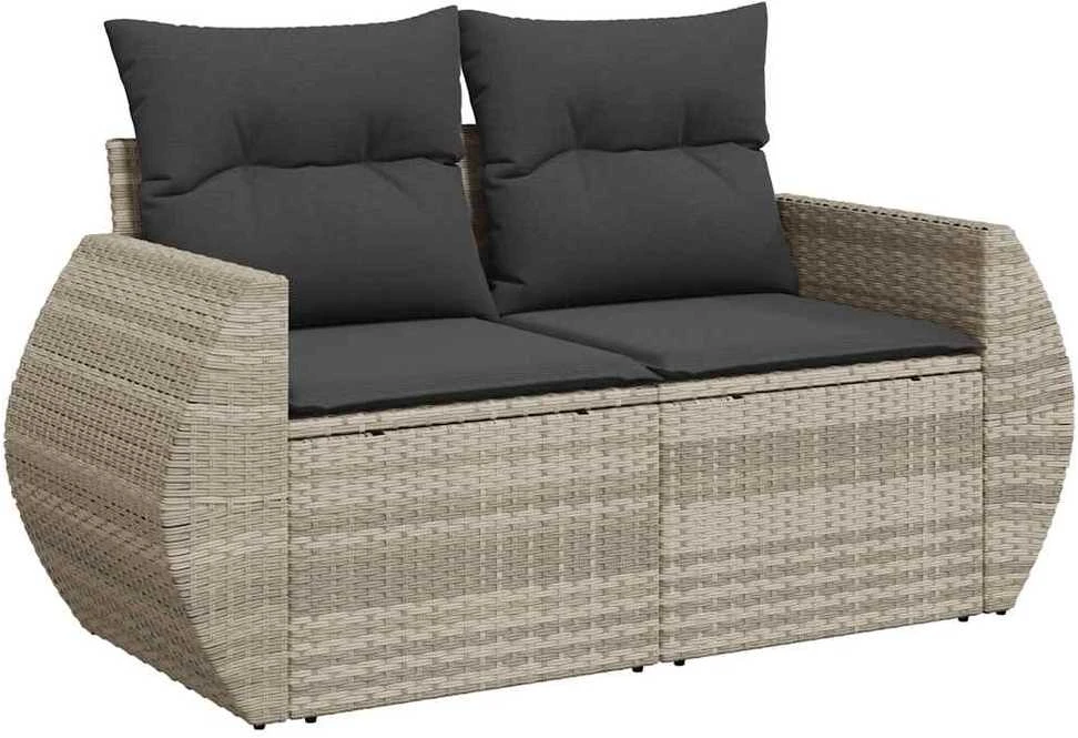 Sofa Sofos komplektas su pagalvėlėmis, 7 dalių, pilkas, poliratanas
