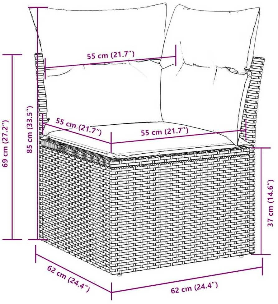 Sofa Sofos komplektas su pagalvėlėmis, 7 dalių, pilkas, poliratanas
