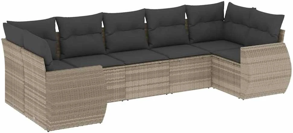 Sofa Sofos komplektas su pagalvėlėmis, 7 dalių, pilkas, poliratanas