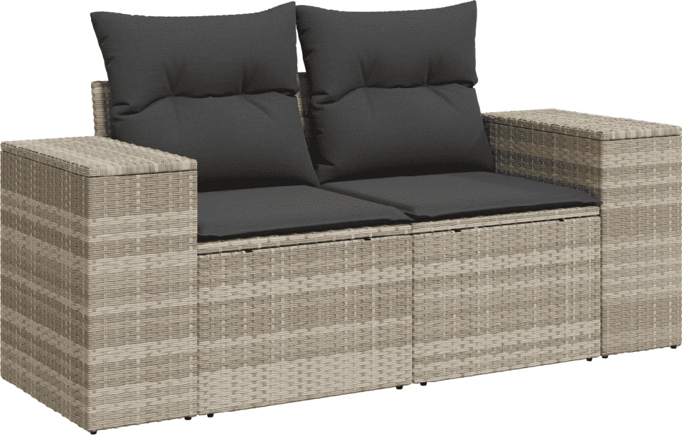 Sofa Sofos komplektas su pagalvėlėmis, 7 dalių, pilkas, poliratanas