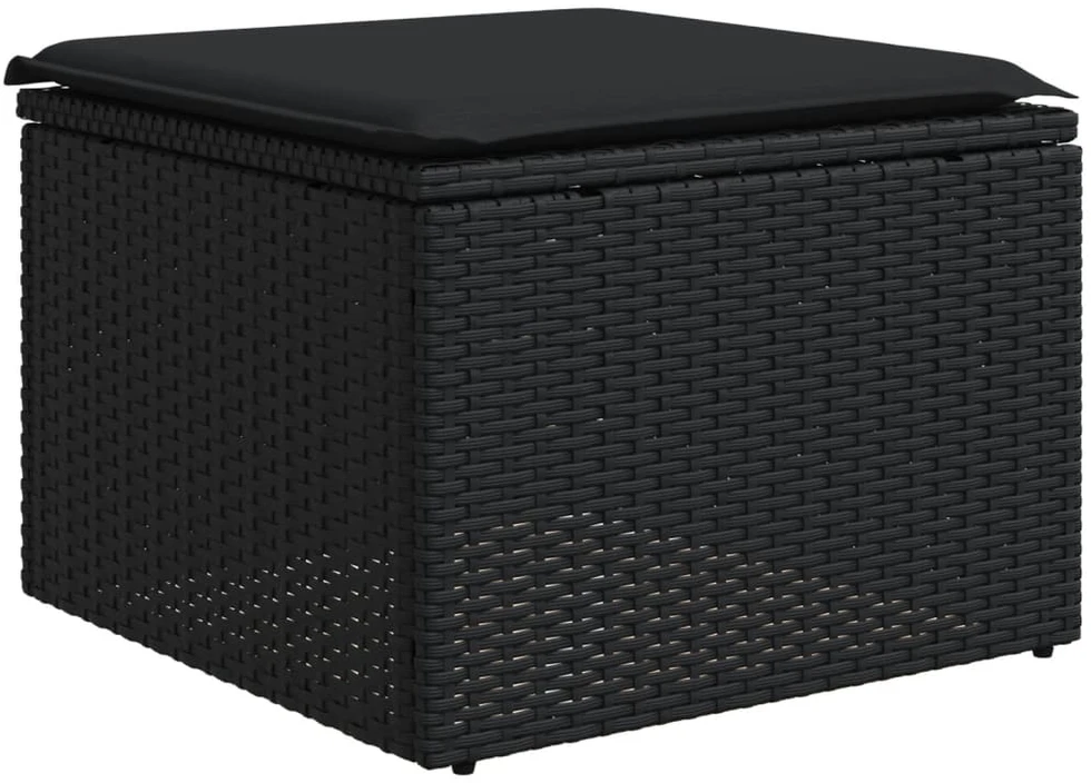 Sofos komplektas su pagalvėlėmis, 7 dalių, juodas, poliratanas